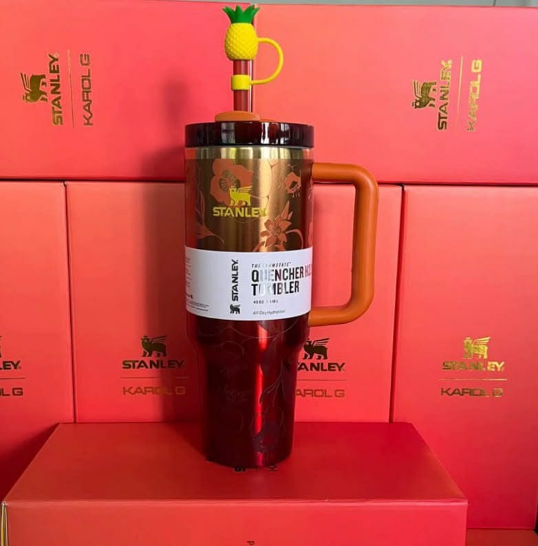 Stanley Quencher H2.0 Tumbler 40 oz – Floral Design Insulated Travel Mug with Handle & Straw