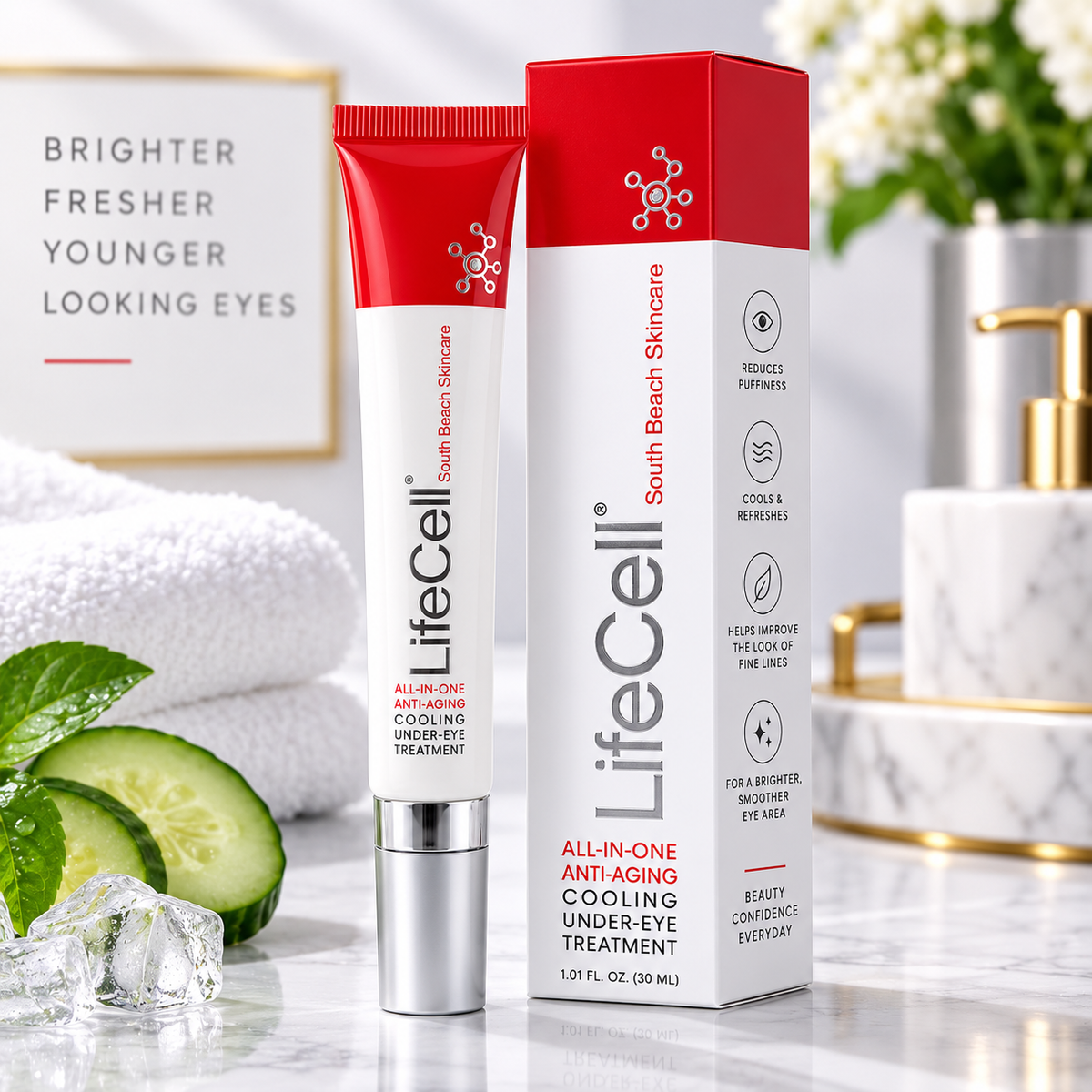 LifeCell South Beach Skincare All-In-One Anti-Aging Cooling Under-Eye Treatment – 30ml